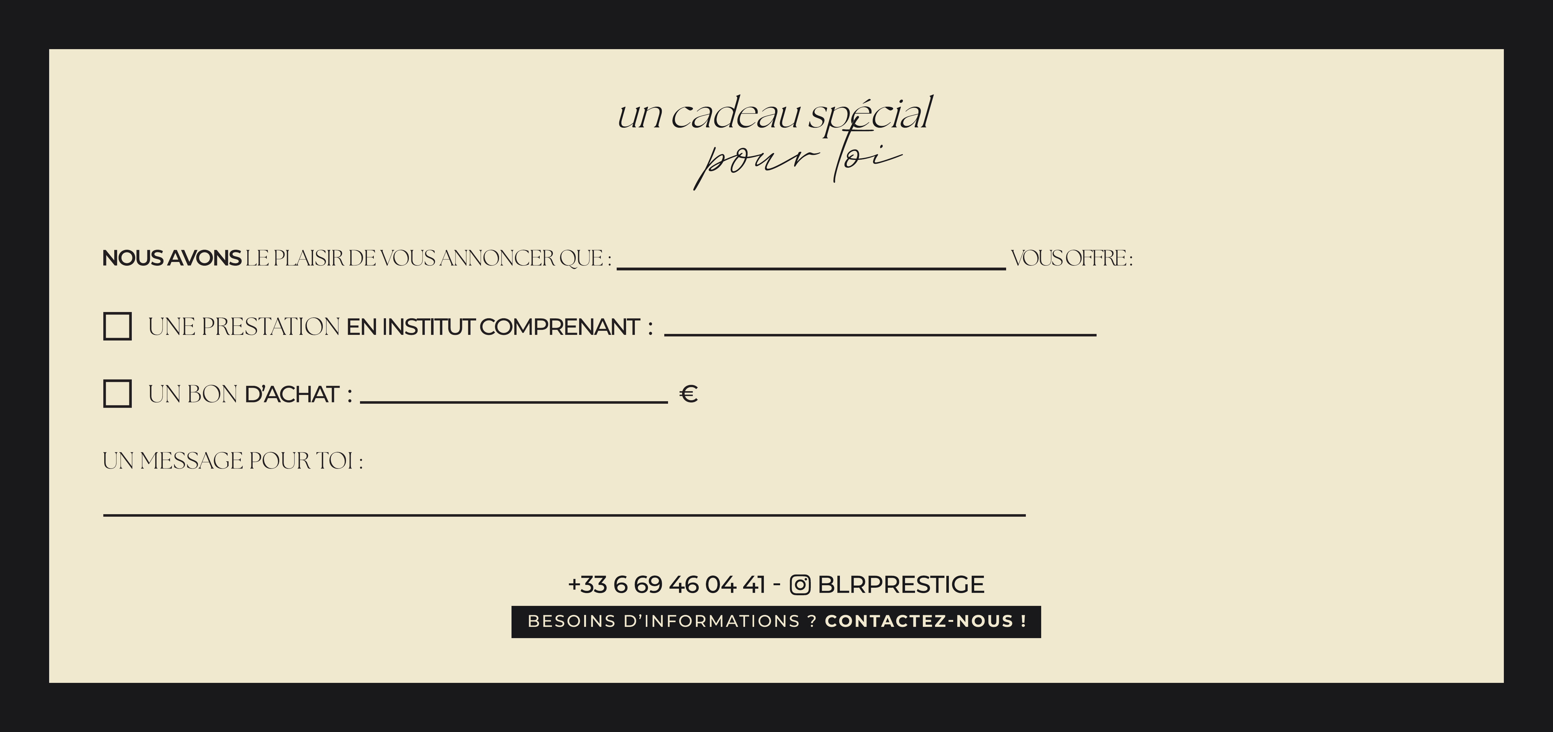 Carte cadeau BLR Prestige